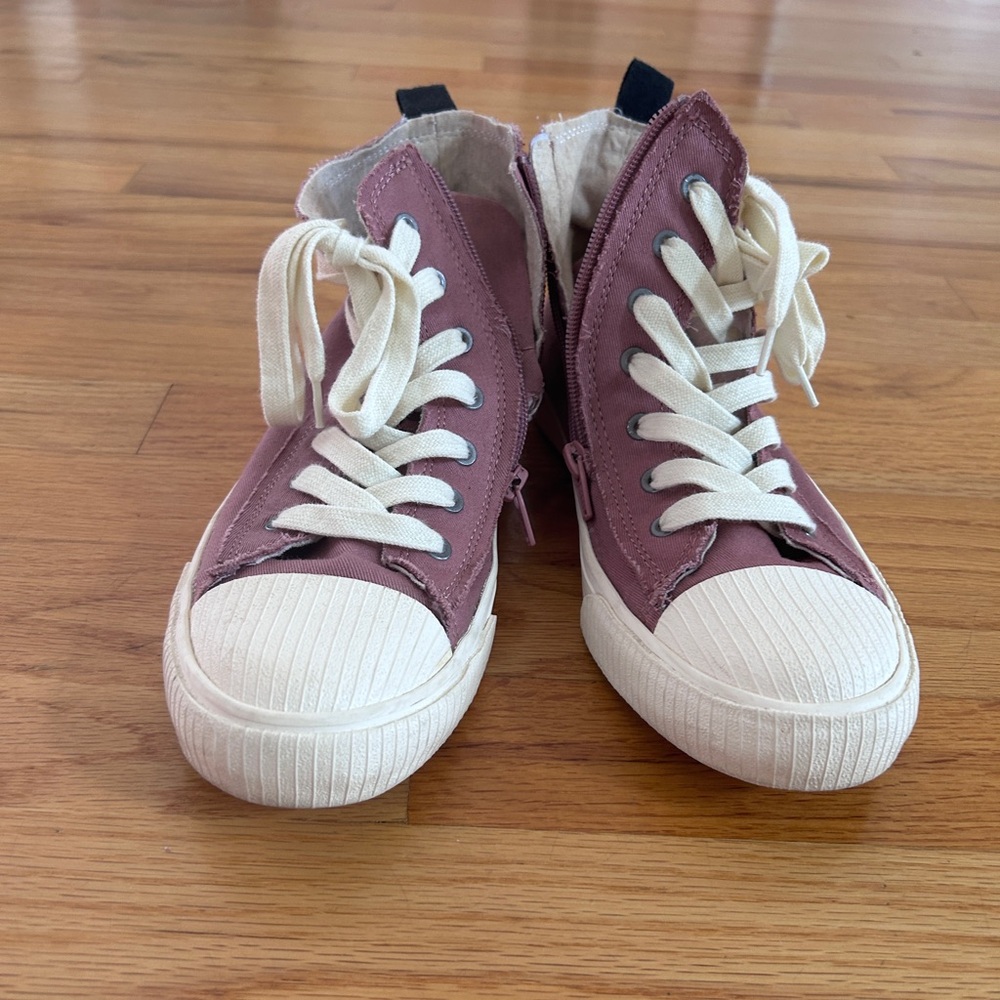 Zara Kids High-Top Sneakers in Dusty Rose with Cream Accents